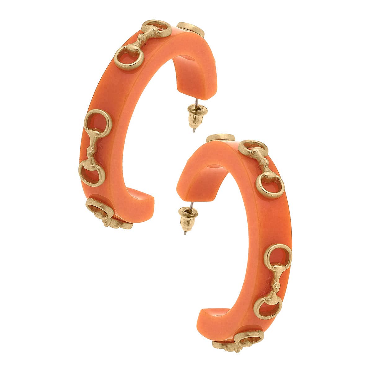 Sutton Horsebit Resin Hoop Earrings: Navy