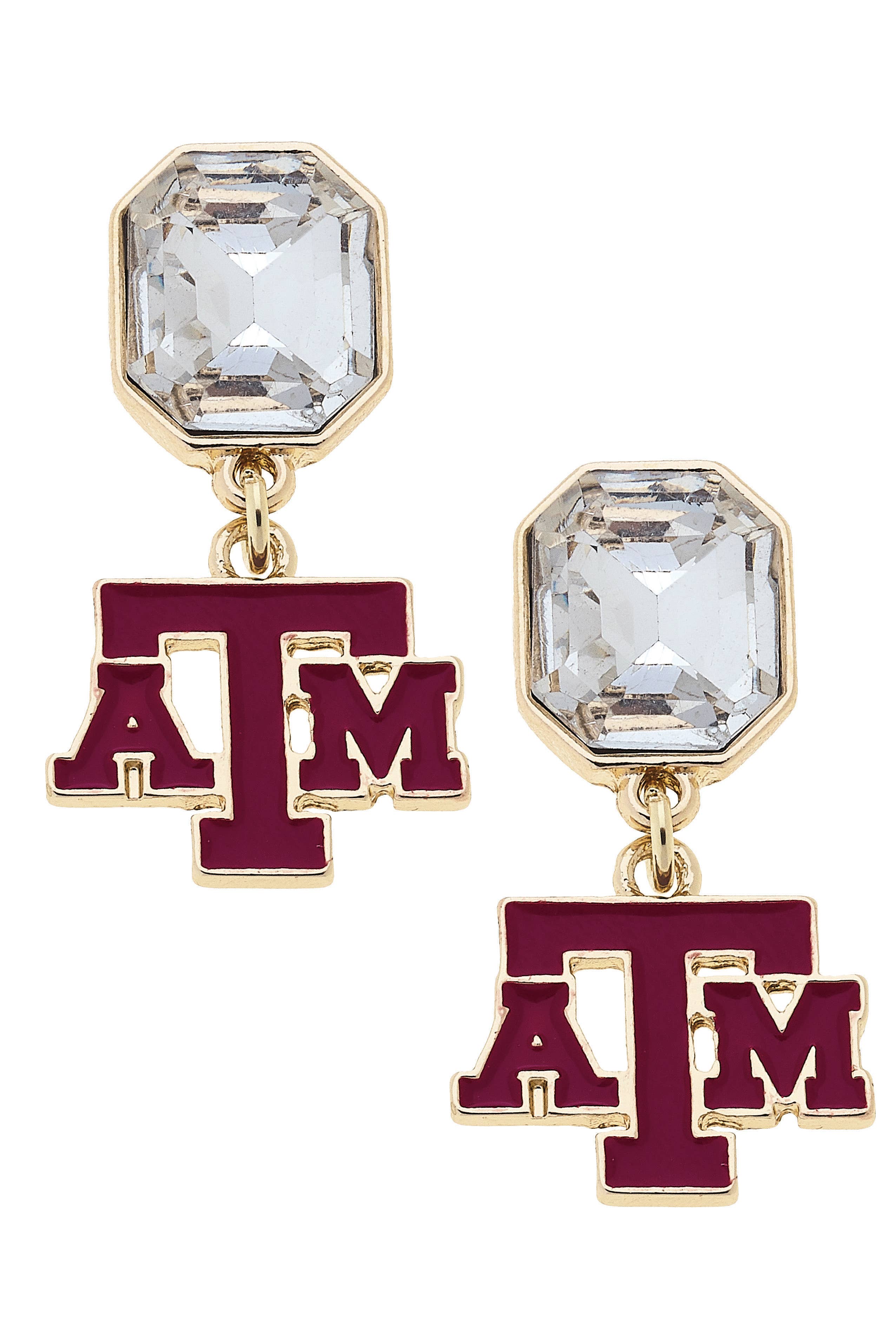 Texas A&M Aggies Rhinestone Enamel Logo Earrings