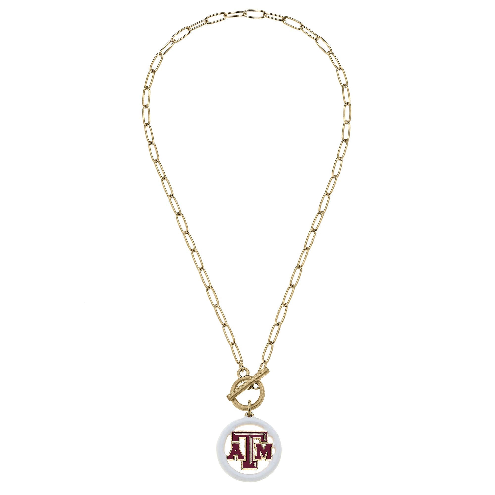 Texas A&M Aggies Logo Enamel T-Bar Necklace