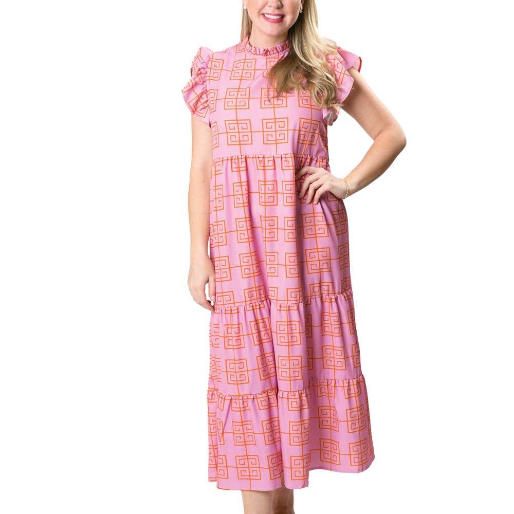 Laura Dress: Navy and Pink Diamond / Small