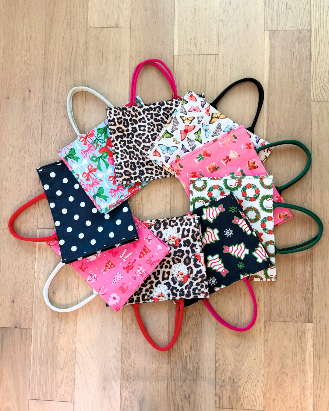 Jess Lea Jingle Bows Tote Bag: Multi