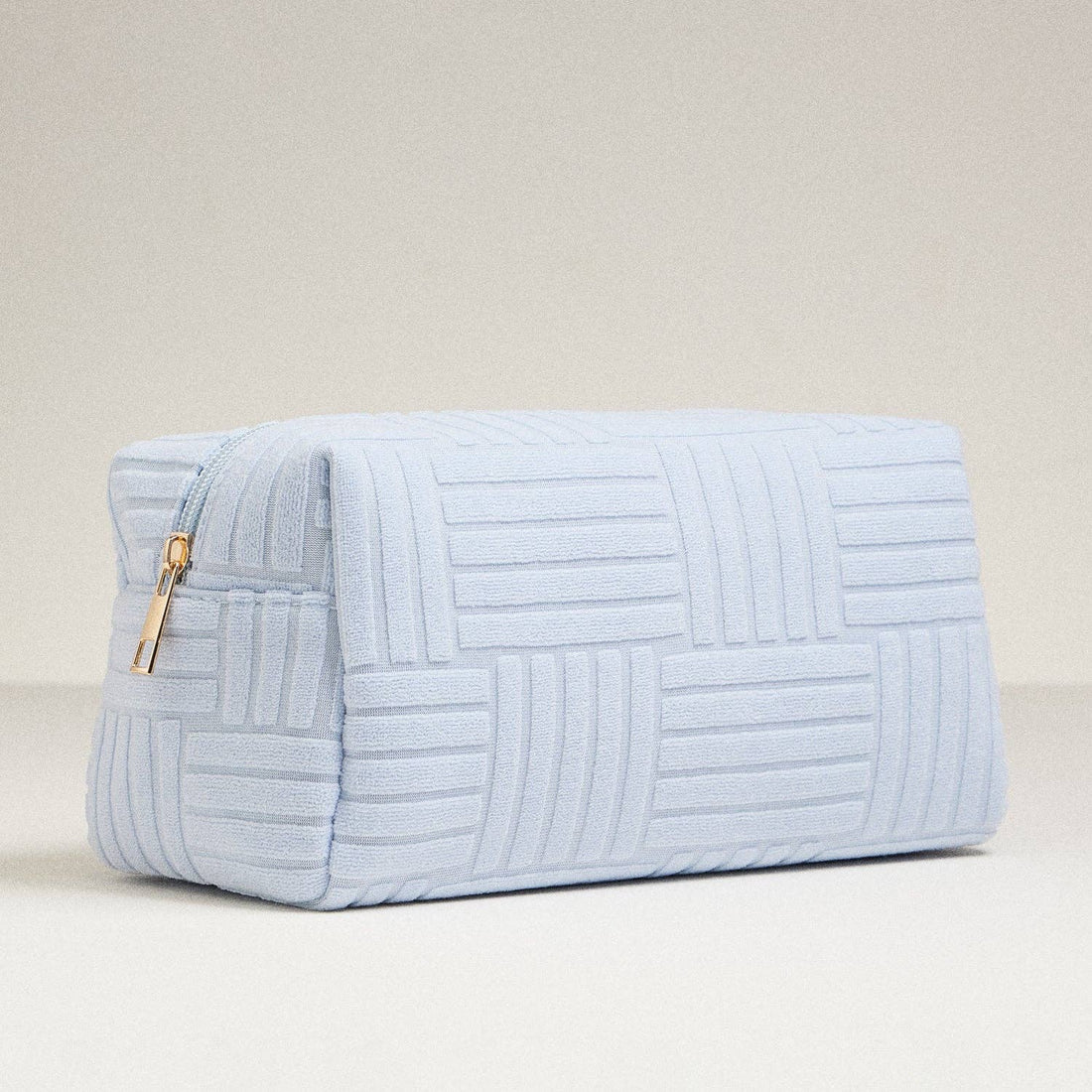 Luxe Terry fabric Travel Pouch-Large: Light Blue