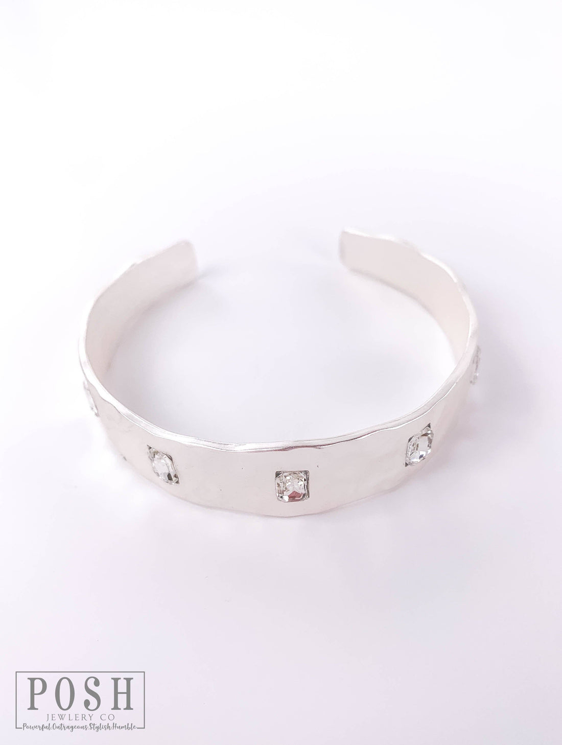Rhinestone Sud Bangle Bracelet-Silver