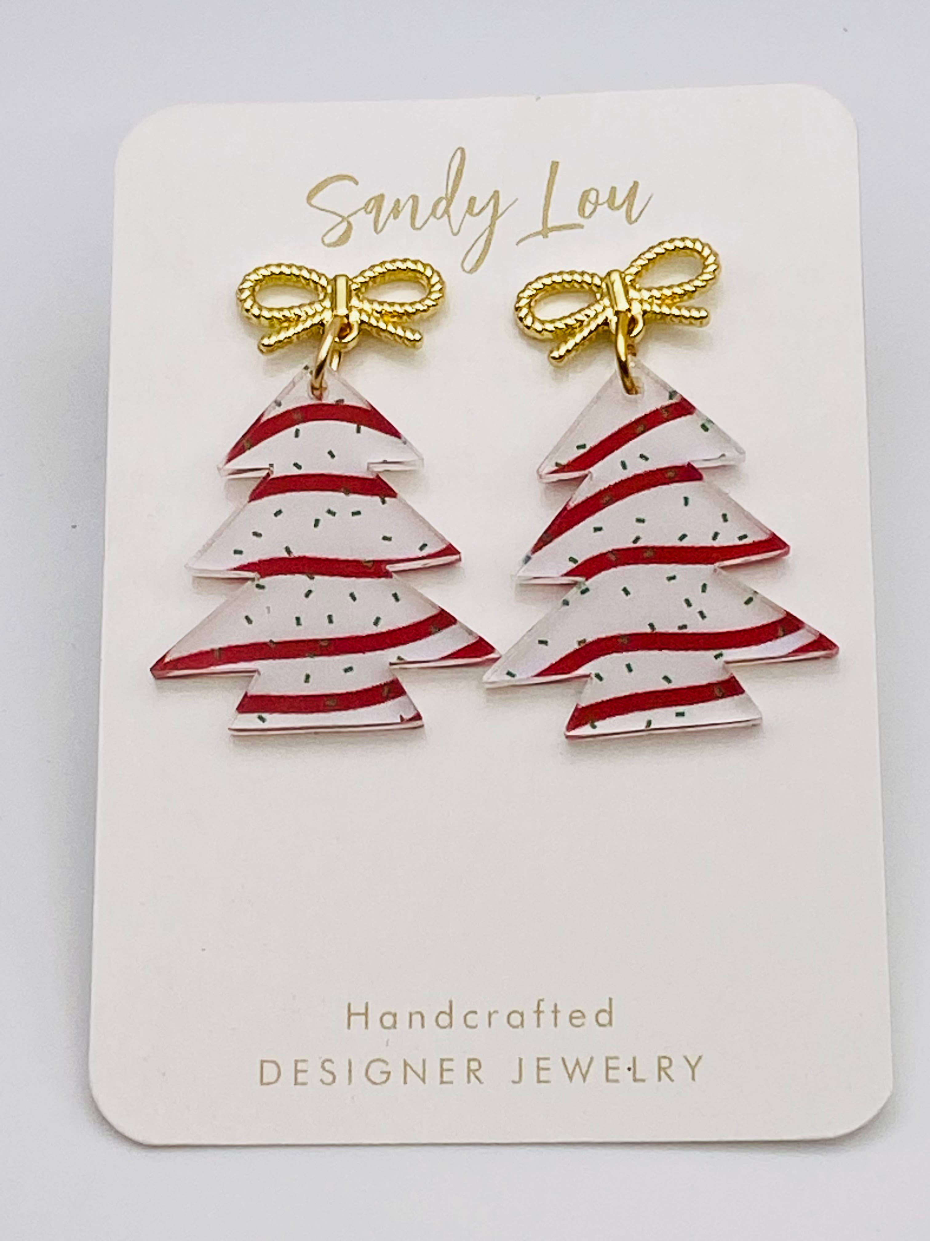 Christmas Cake Festive Acrylic Earrings: Small 1.25"