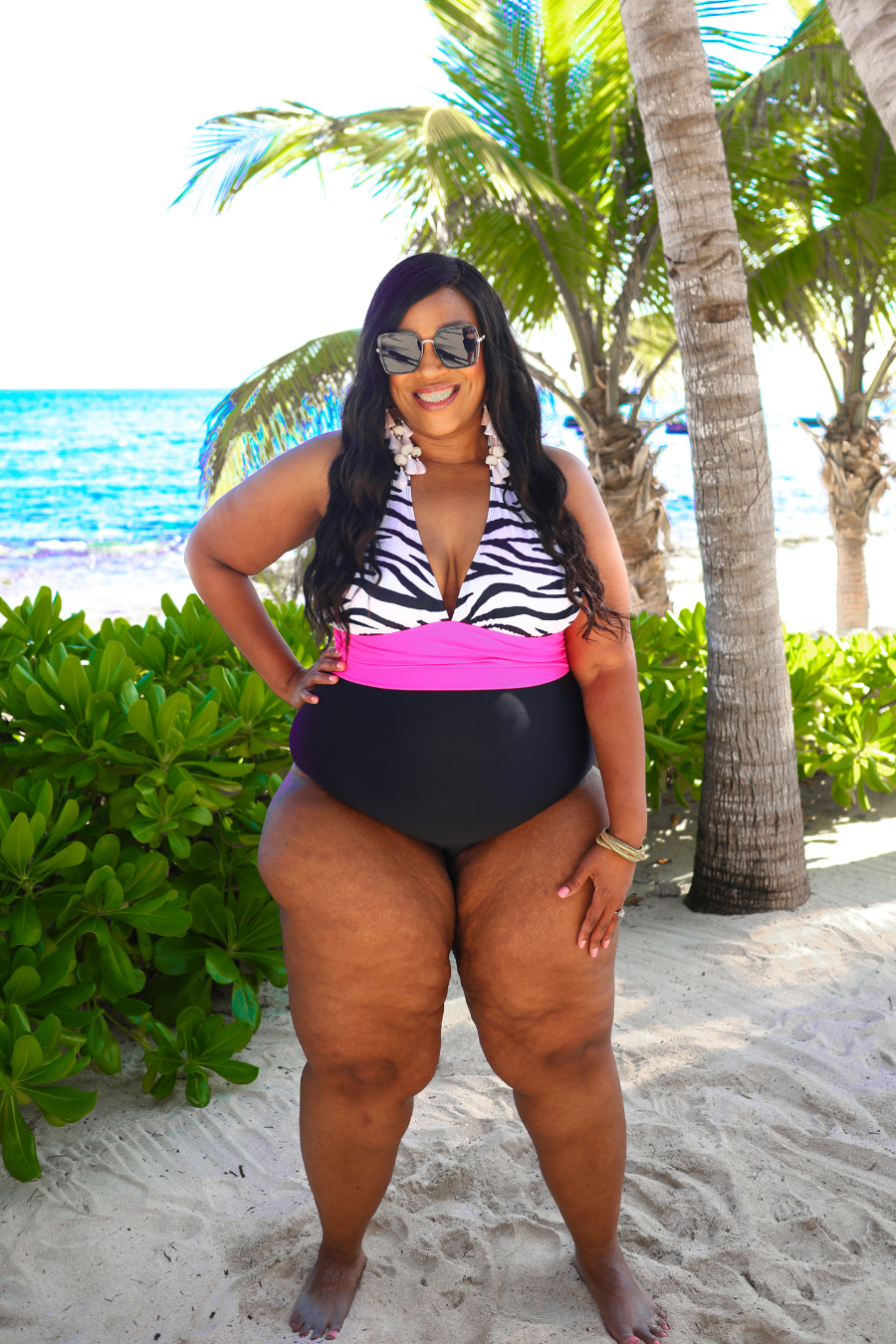 Vacation Cove Halter Swimsuit: Zebra by Jess Lea