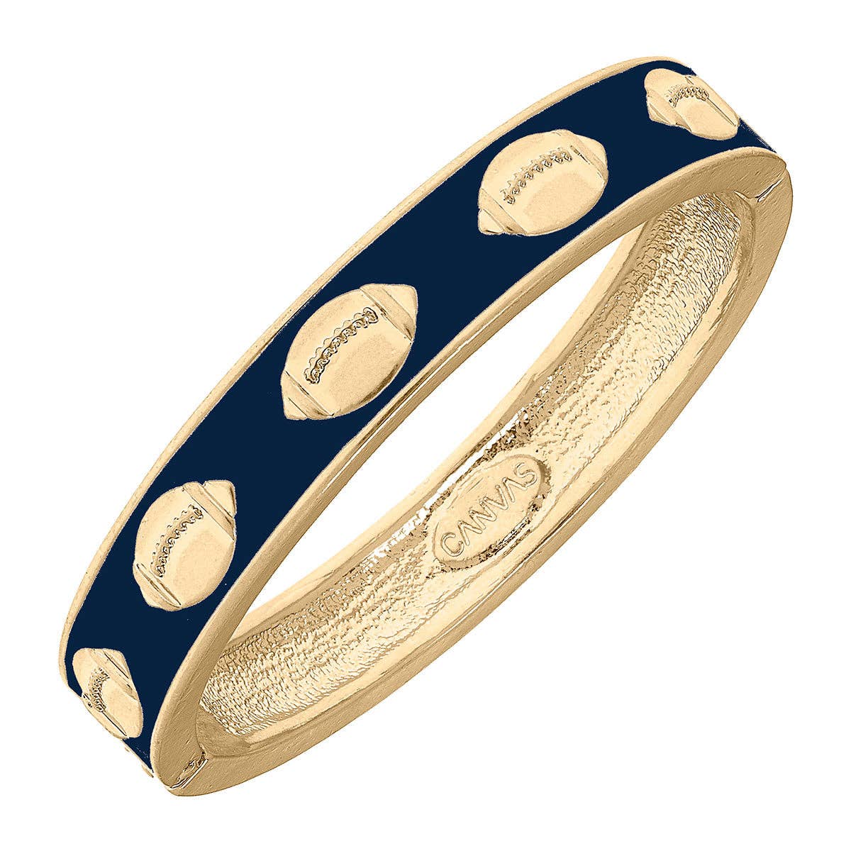 Game Day Enamel Football Hinge Bangle in Navy by Canvas Style