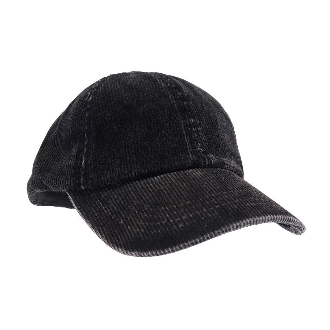 Stonewashed Corduroy Criss Cross High Pony C.C Ball Cap BT10: Black
