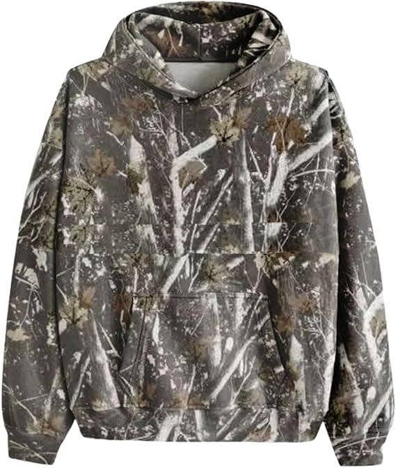 Maple Leaf Print Camouflage Essential Hoodie: NO06 / S