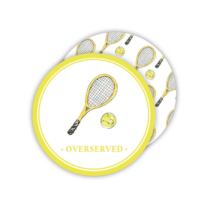 Tennis Racket And Ball Overserved Round Coaster
