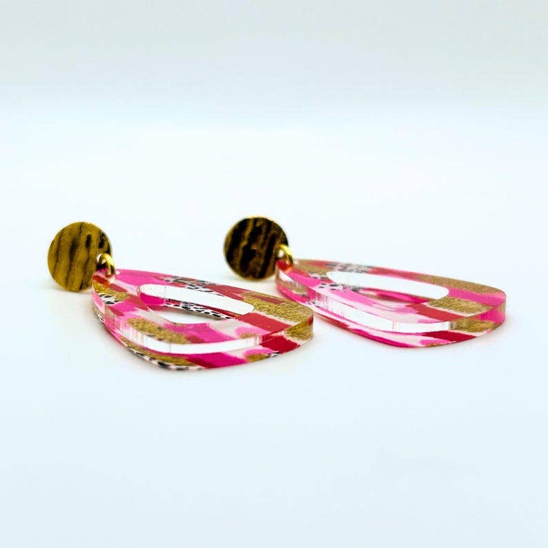 Miami Inspired Pink & Gold Acrylic Earrings