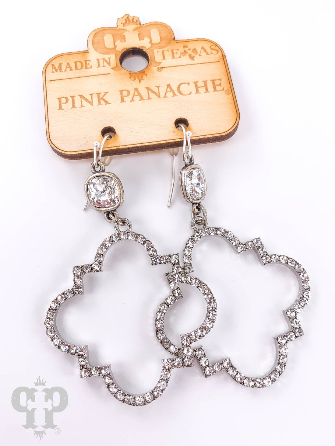 Rhinestone Trefoil Earring: Silver
