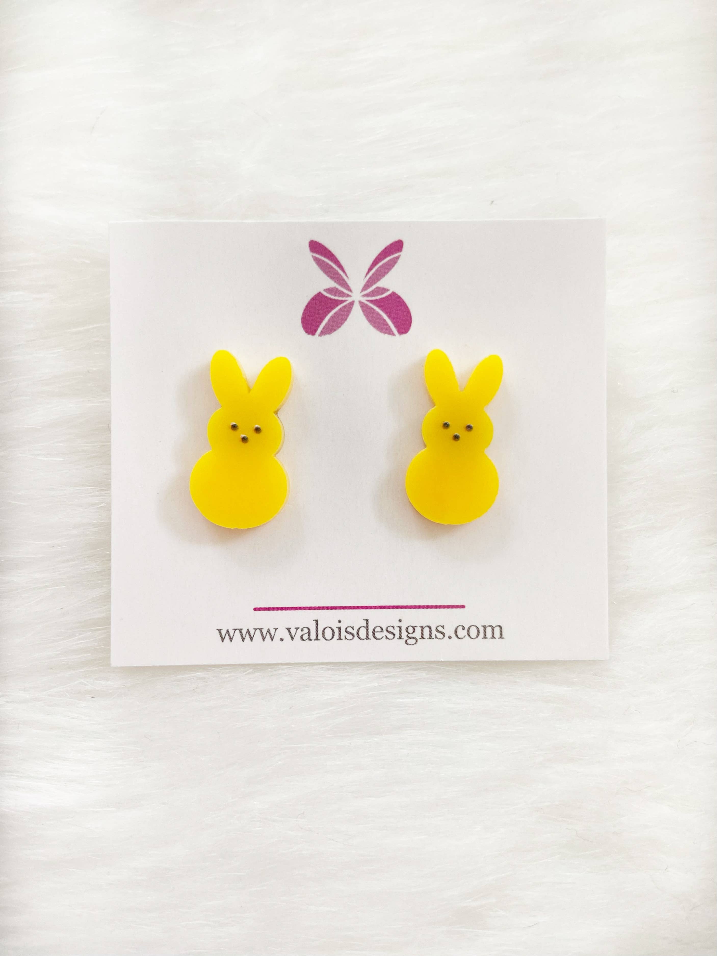 Easter Bunny Peep Stud Earrings: Yellow