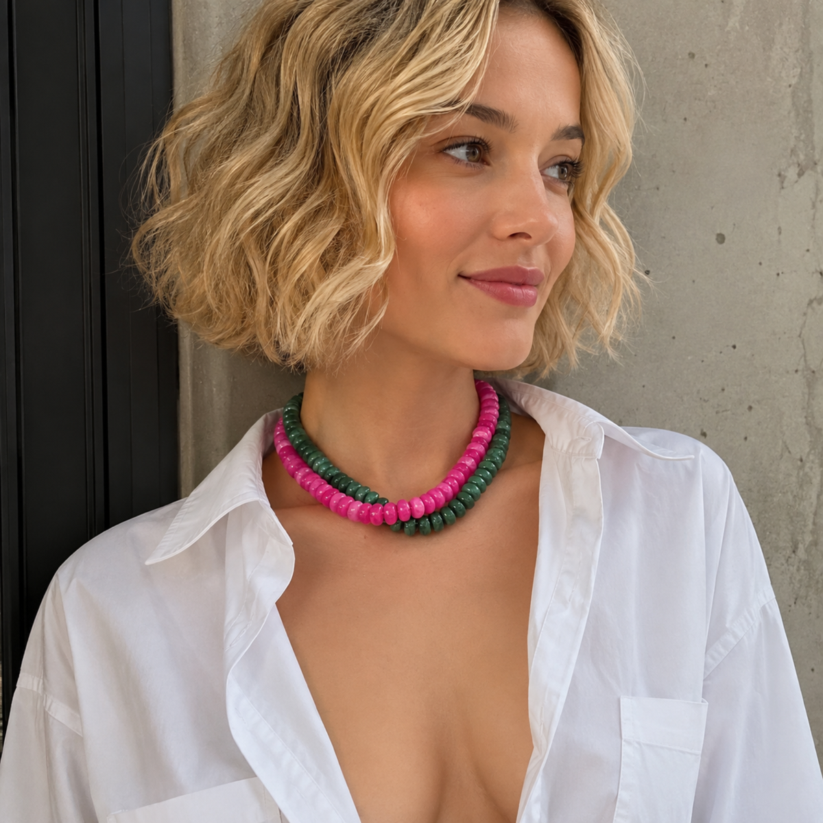 Ellison+Young Modern Resin Beaded Statement Necklace: Indigo Swirl