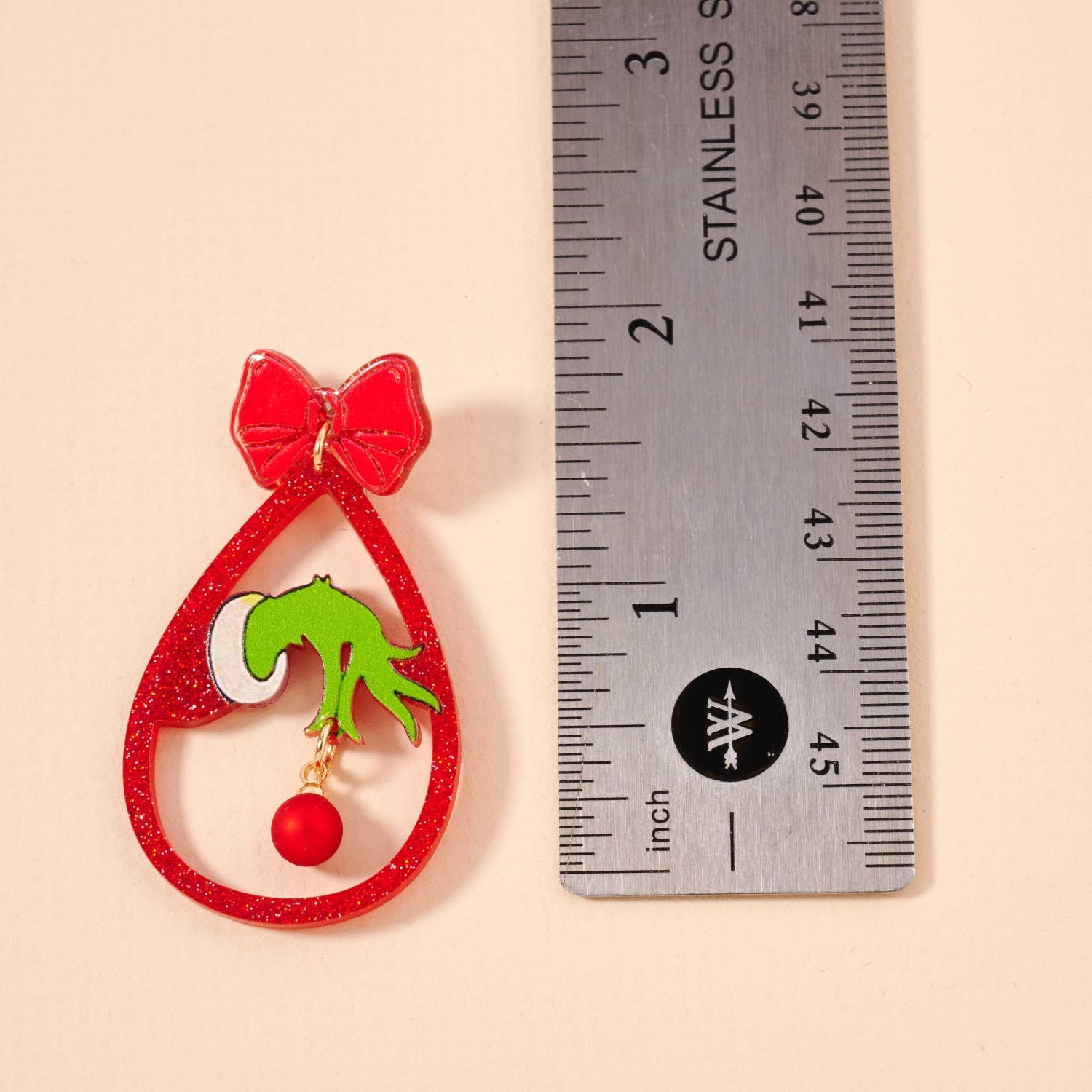 Christmas Green Monster Hand Dangling Earrings: Red / One / 4SE31113