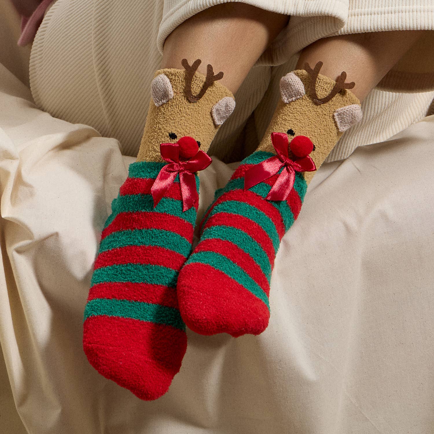 Christmas Fuzzy Socks Assorted Pack of 4: Assorted / One / 4DS98001