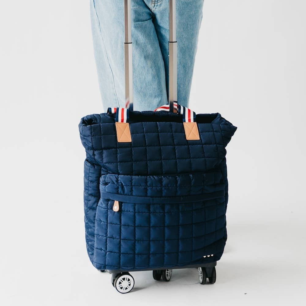 Tenley Quilted Tote Roller Bag: Navy