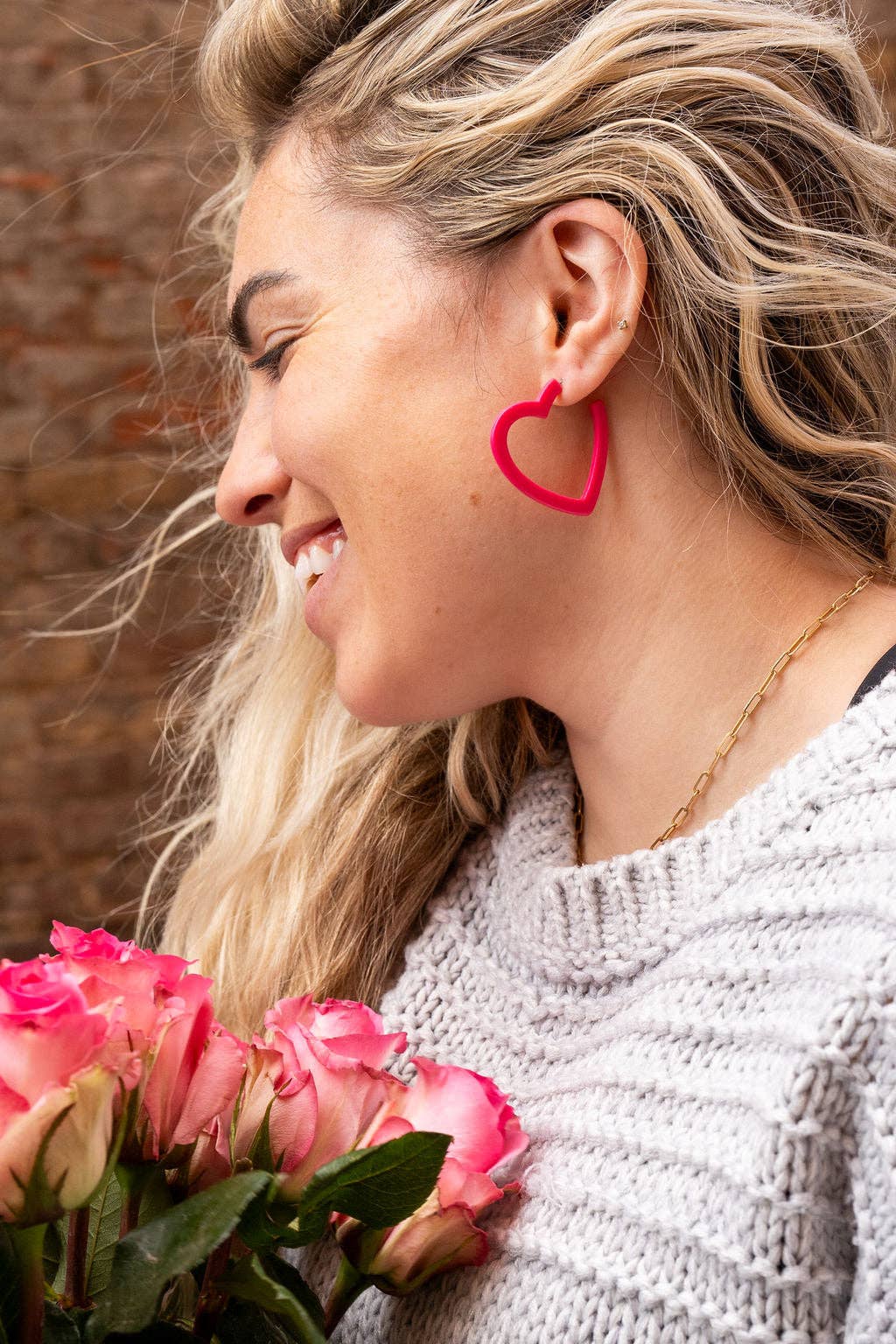 Heart Hoops - Ultra Pink // Jewelry, Earrings, Valentine&