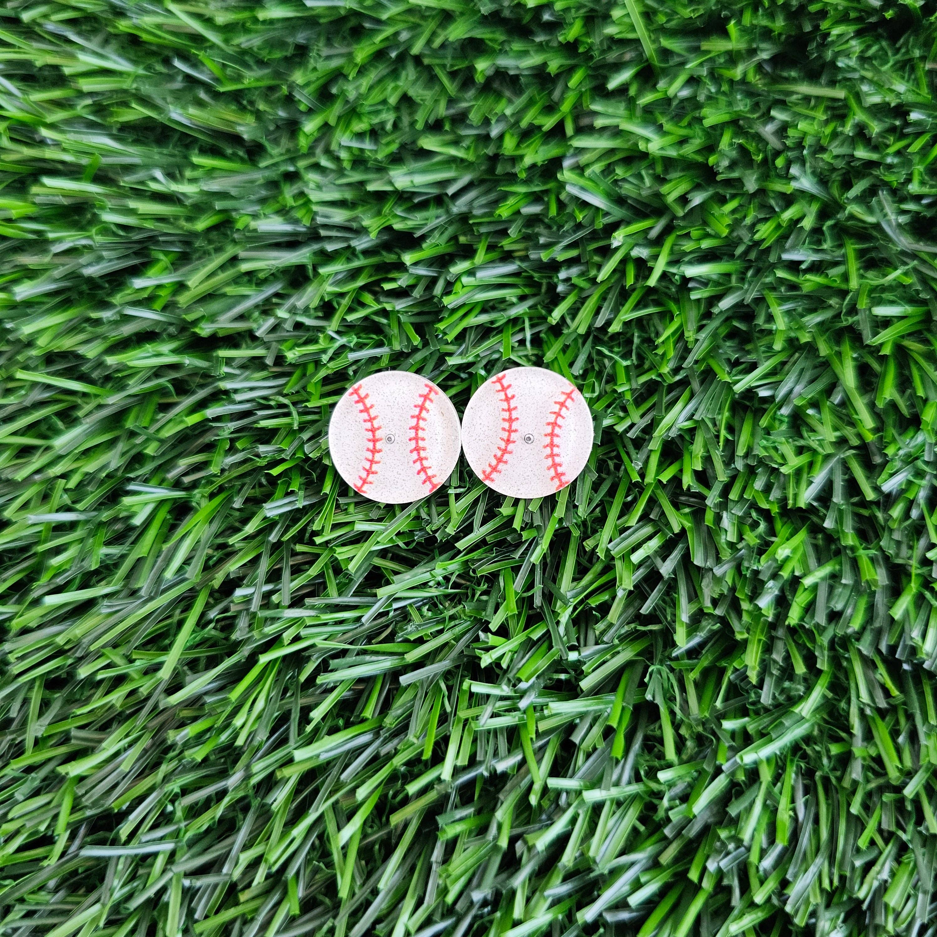 Glitter Baseball Studs // Game Day Earrings