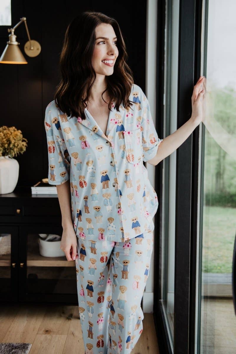 Teddy Bears PJ Sets Women: Light Blue / S