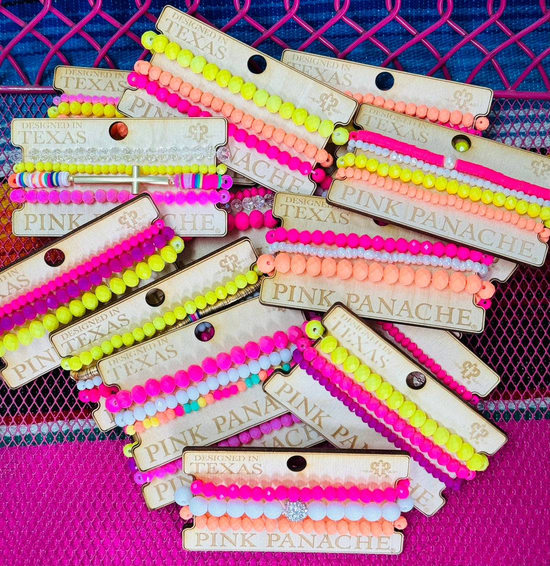 Neon bracelet stack: Multi colors- Pink Panache, Made in Texas
