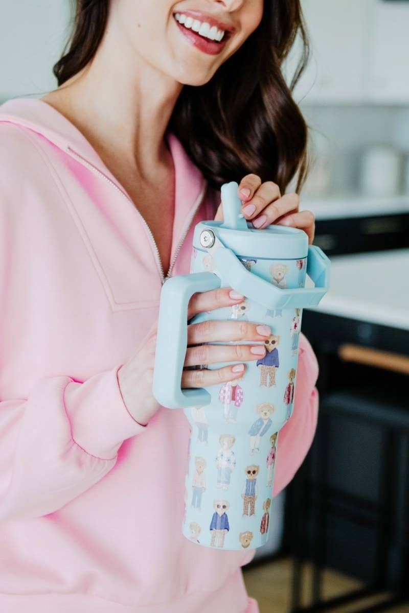 Bears Pattern Stainless Steel Tumbler: Mint