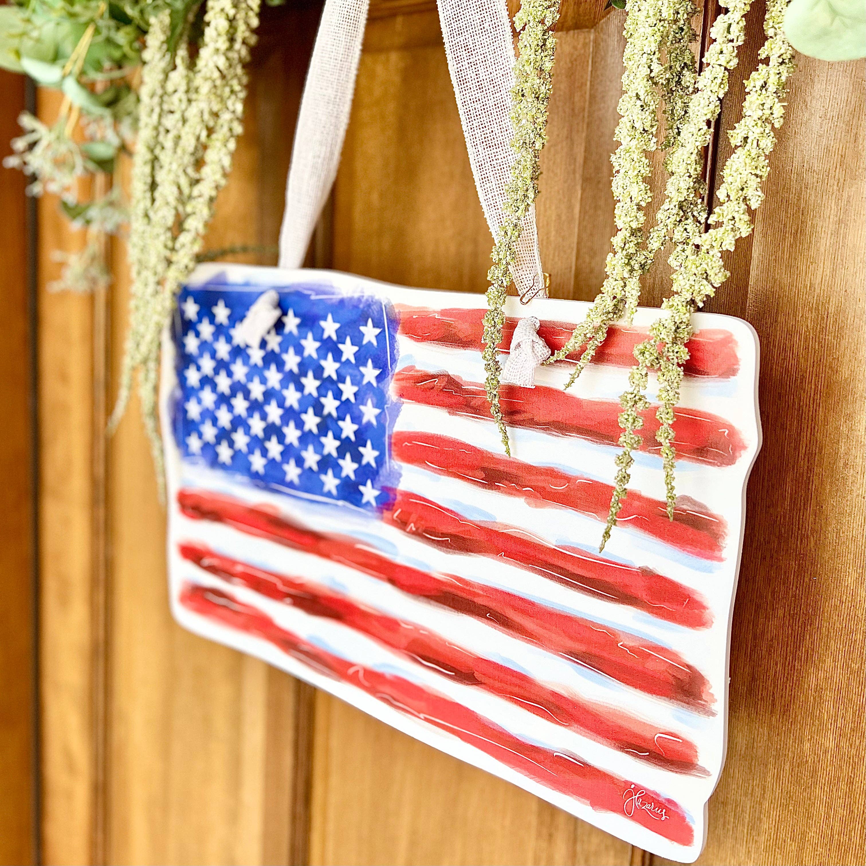 American Flag Door Hanger: 1/8" Thickness PVC Material