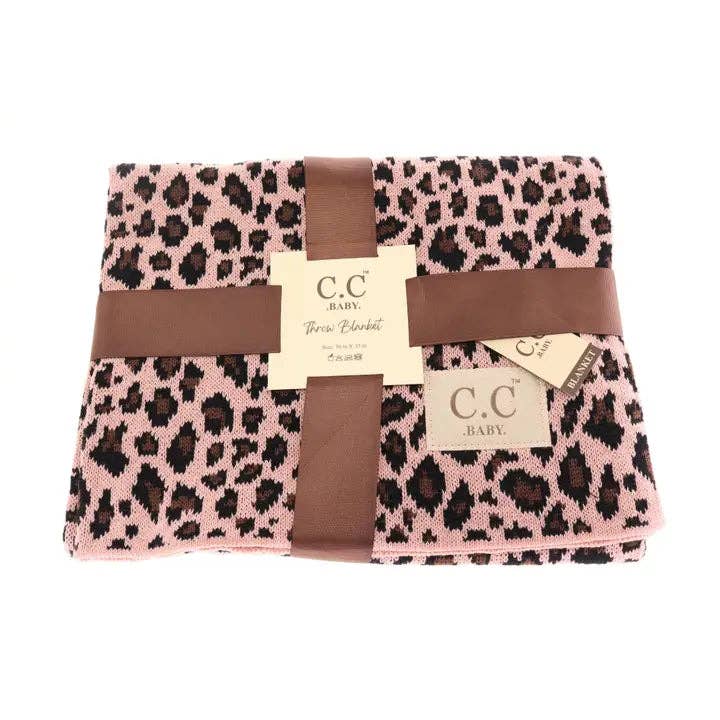 BABY C.C Leopard Pattern Blanket BBL80: White