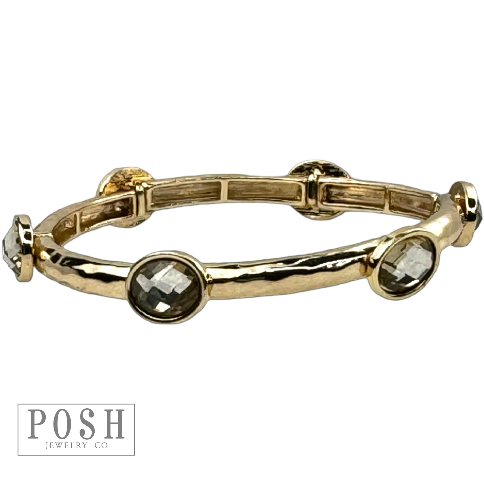 Faceted oval crystal bracelet: Gold