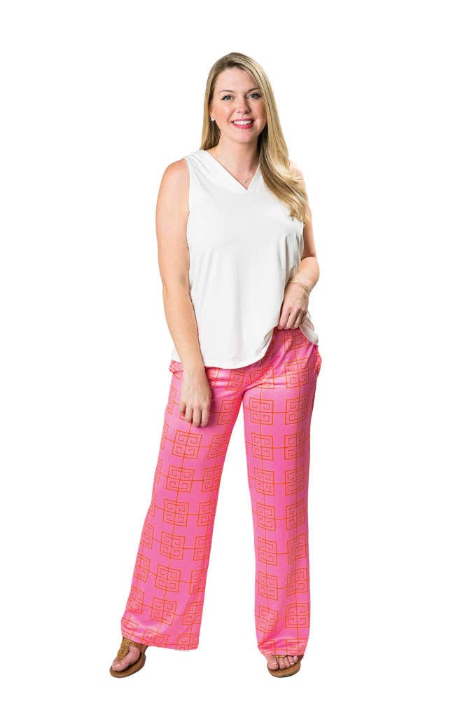 Printed Palazzo Pant - Orange Dancing Coral / Small/Medium