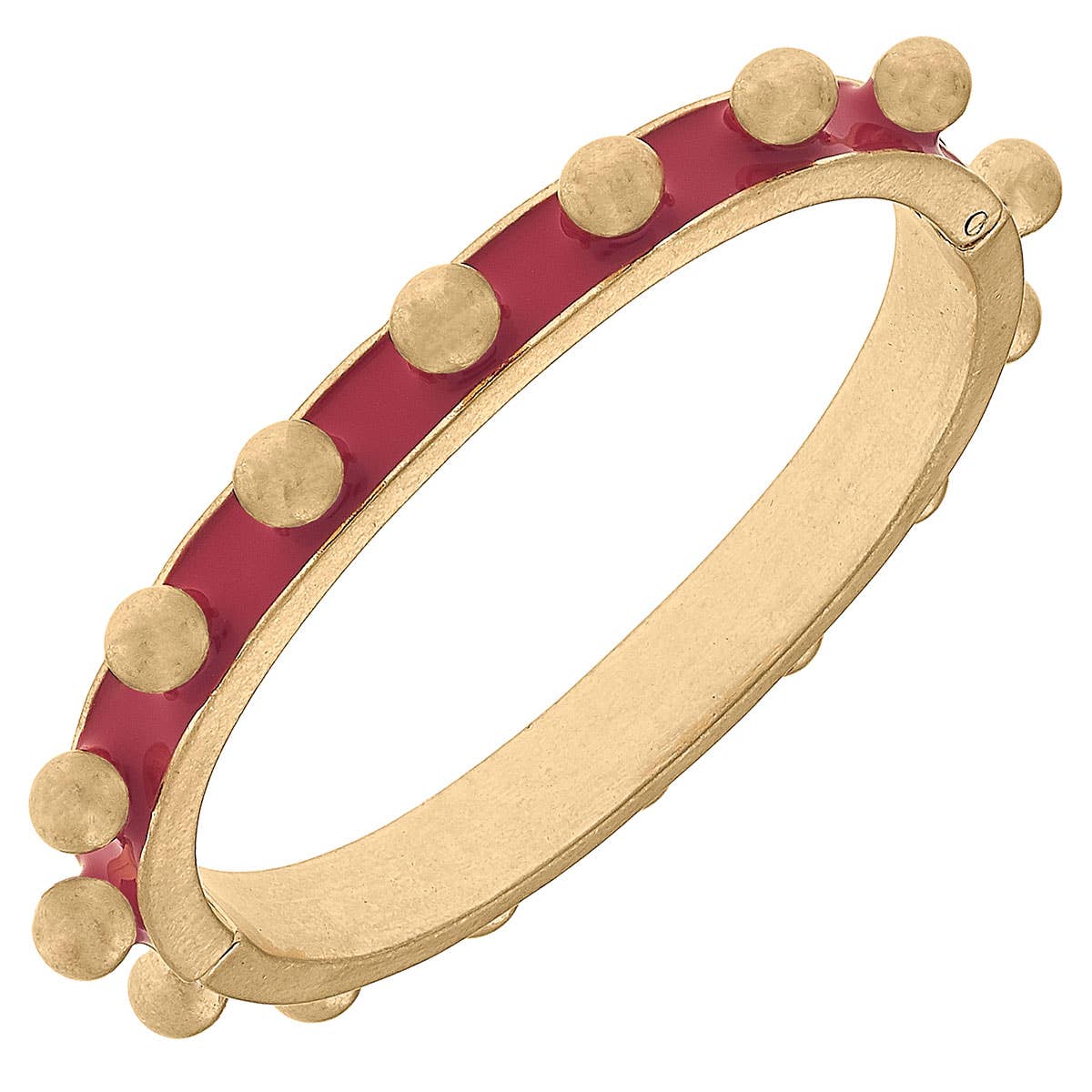 Jenna Chunky Enamel Studded Metal Hinge Bangle: Green