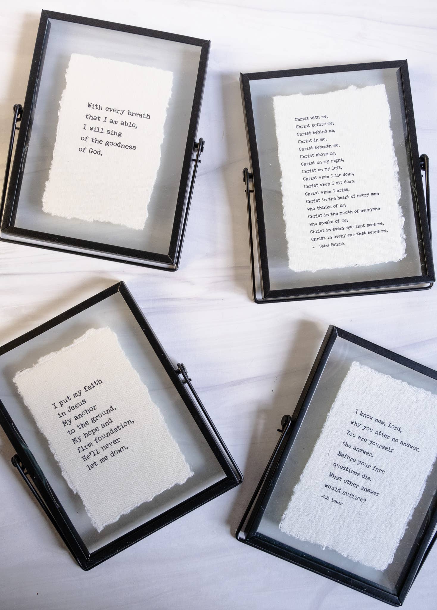 Saint Patrick Quote | Vintage Linen Print Floating Frame: I put my faith in Jesus