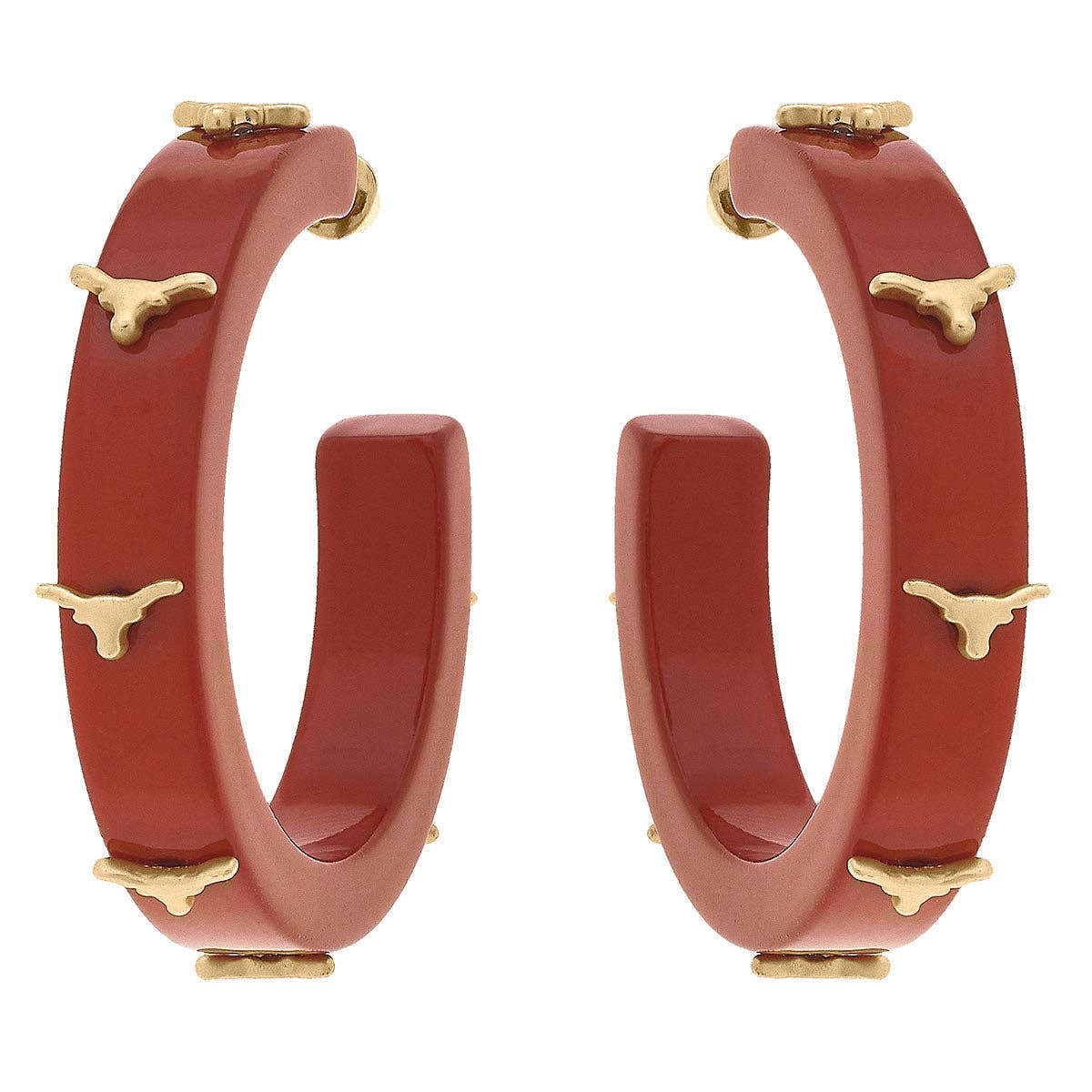Texas Longhorns Resin Logo Hoop Earrings : Burnt Orange