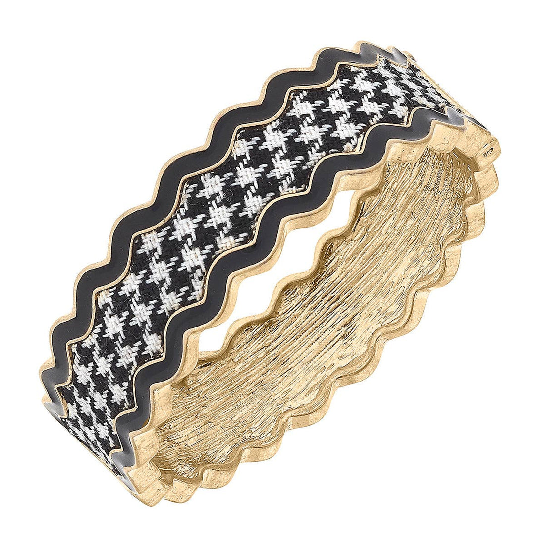 Annalise Houndstooth Statement Bangle in Black & White by Canvas Style
