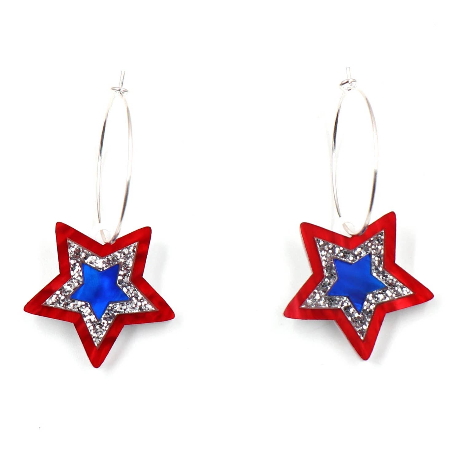 Independence Star Hoop Earring: Red