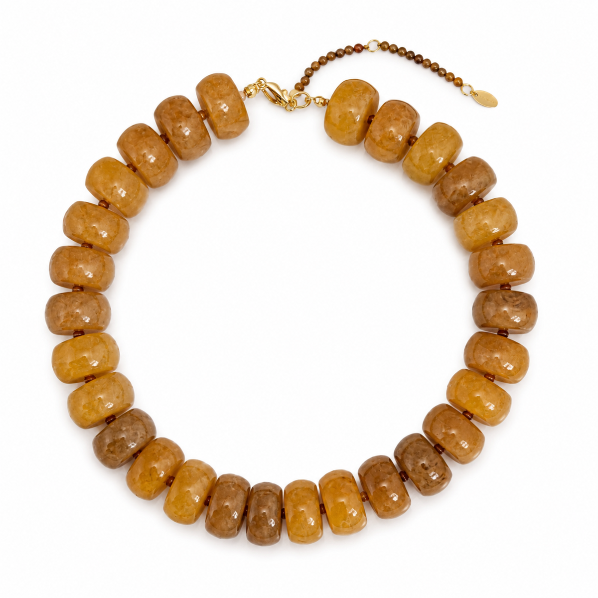 Chunky Resin & Natural Stone Bead Necklace: Red Jasper Glow