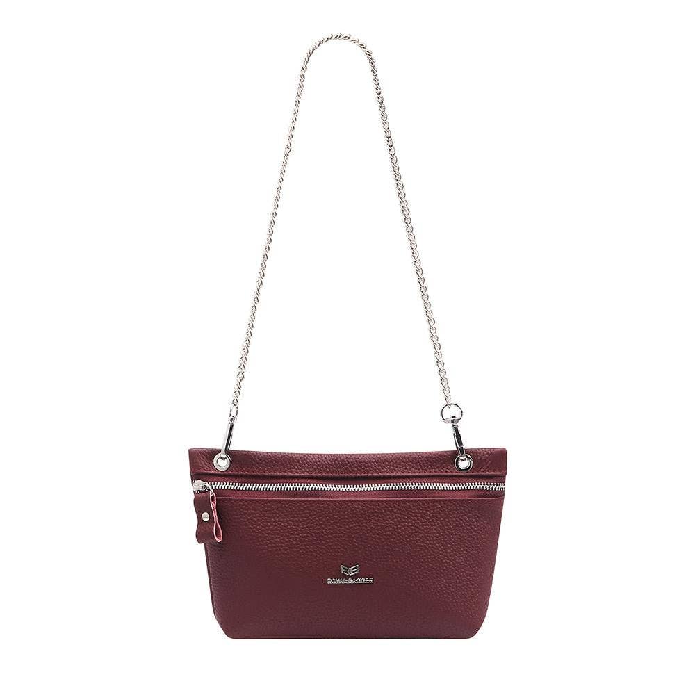 Genuine Leather RFID Crossbody Wallet: WineRed
