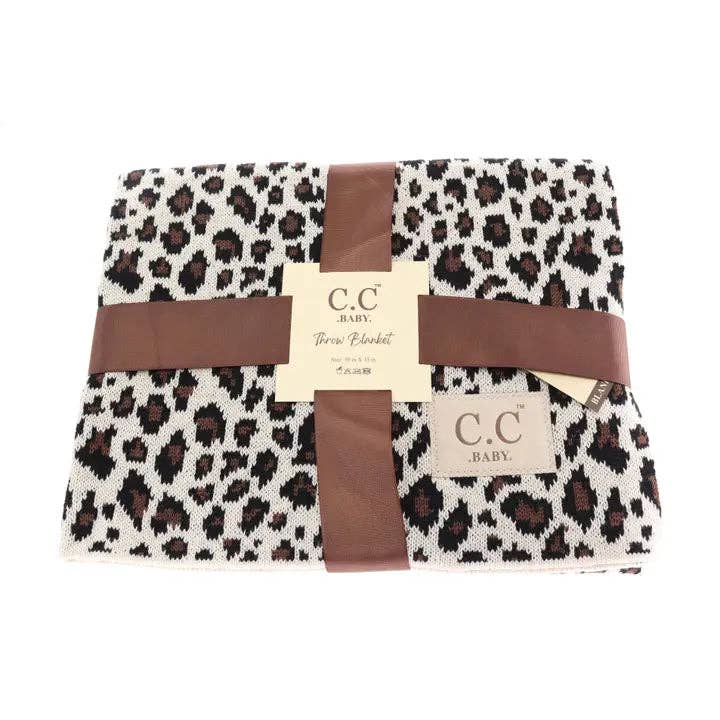 BABY C.C Leopard Pattern Blanket BBL80: White