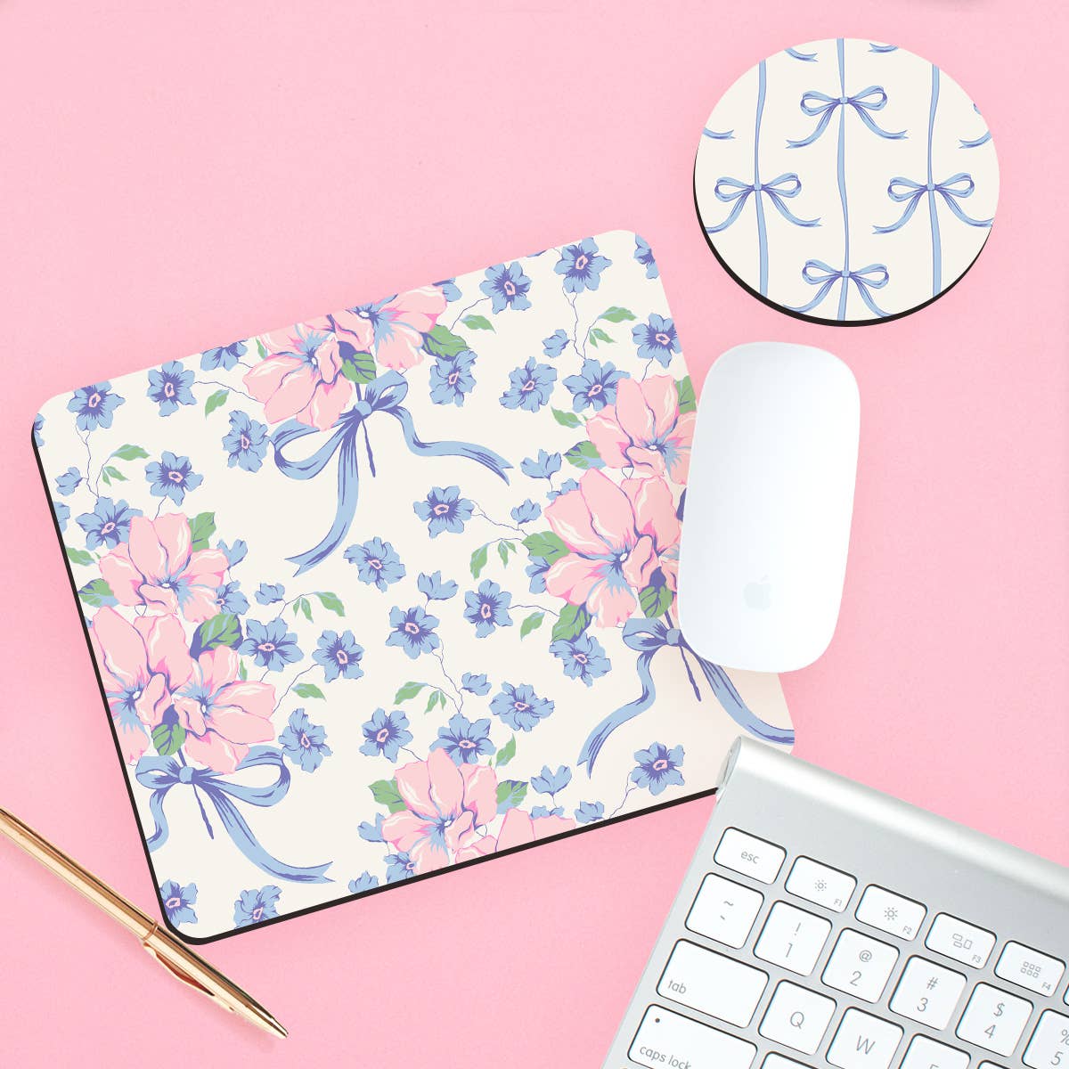 Blue Bow Desk Set