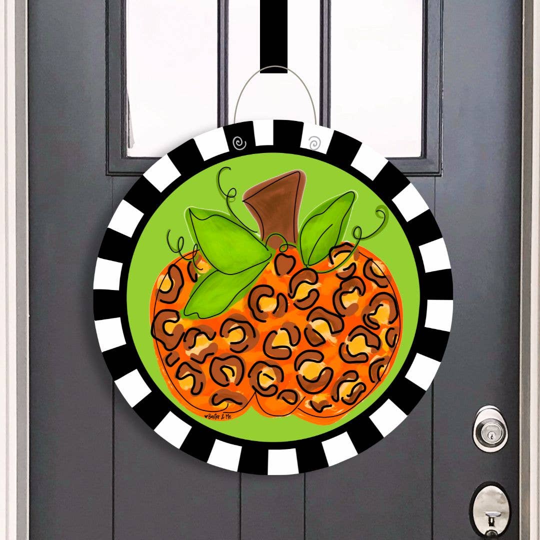 Cheetah Pumpkin Door Hanger