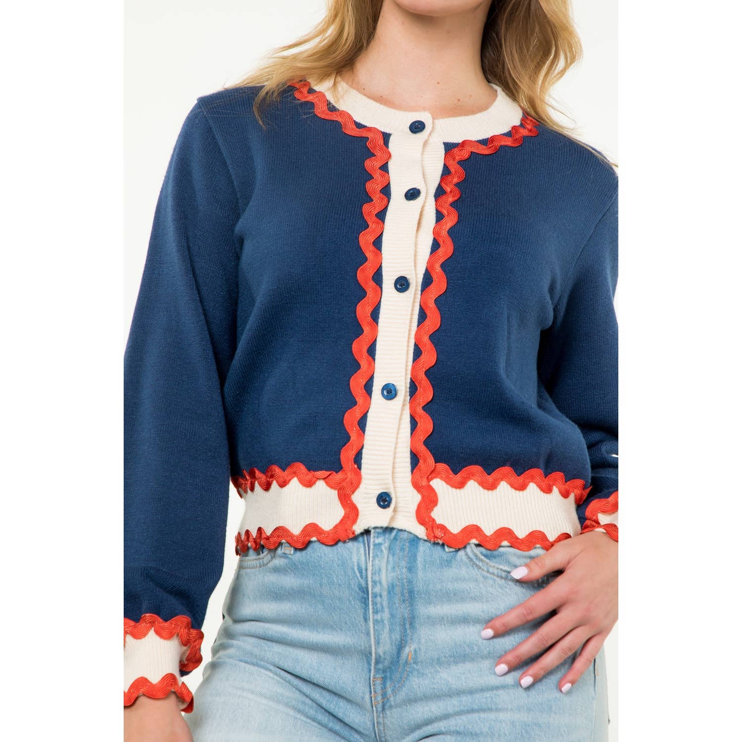 Button Up Knit Cardigan: CREAM / XS-S-M-L(1-2-2-1)