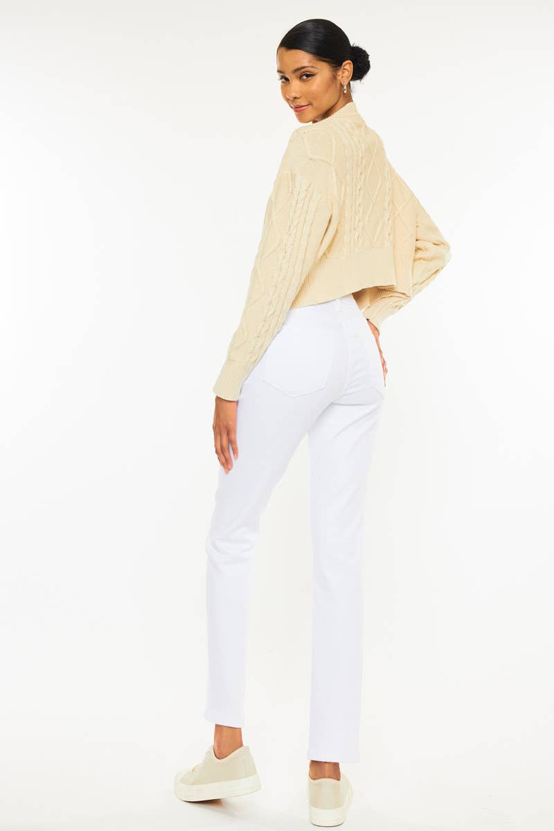 OPEN PACK HIGH RISE SLIM STRAIGHT JEANS-KC11252WT: WHITE / 1/24