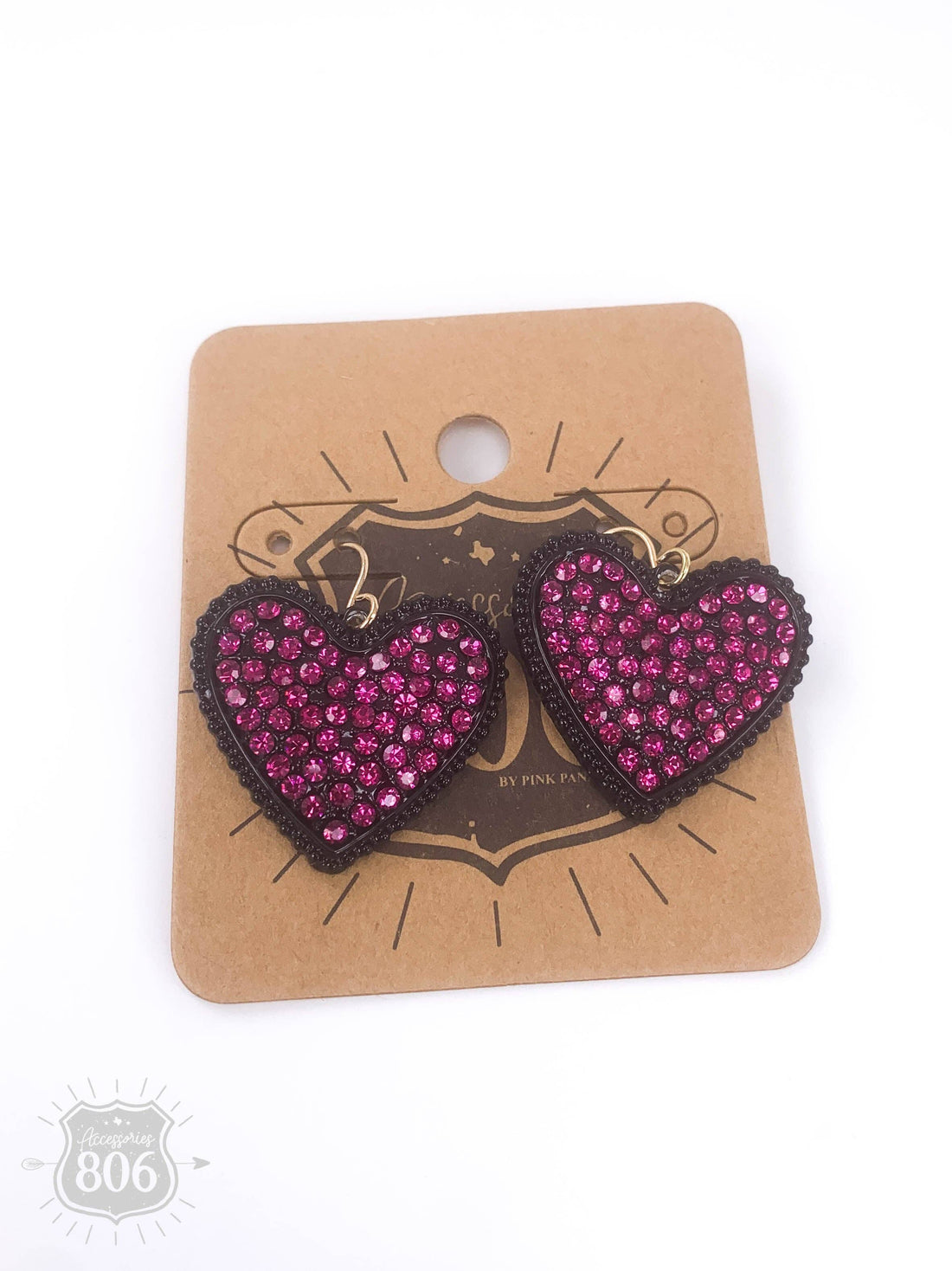 Rhinestone heart earring: Black