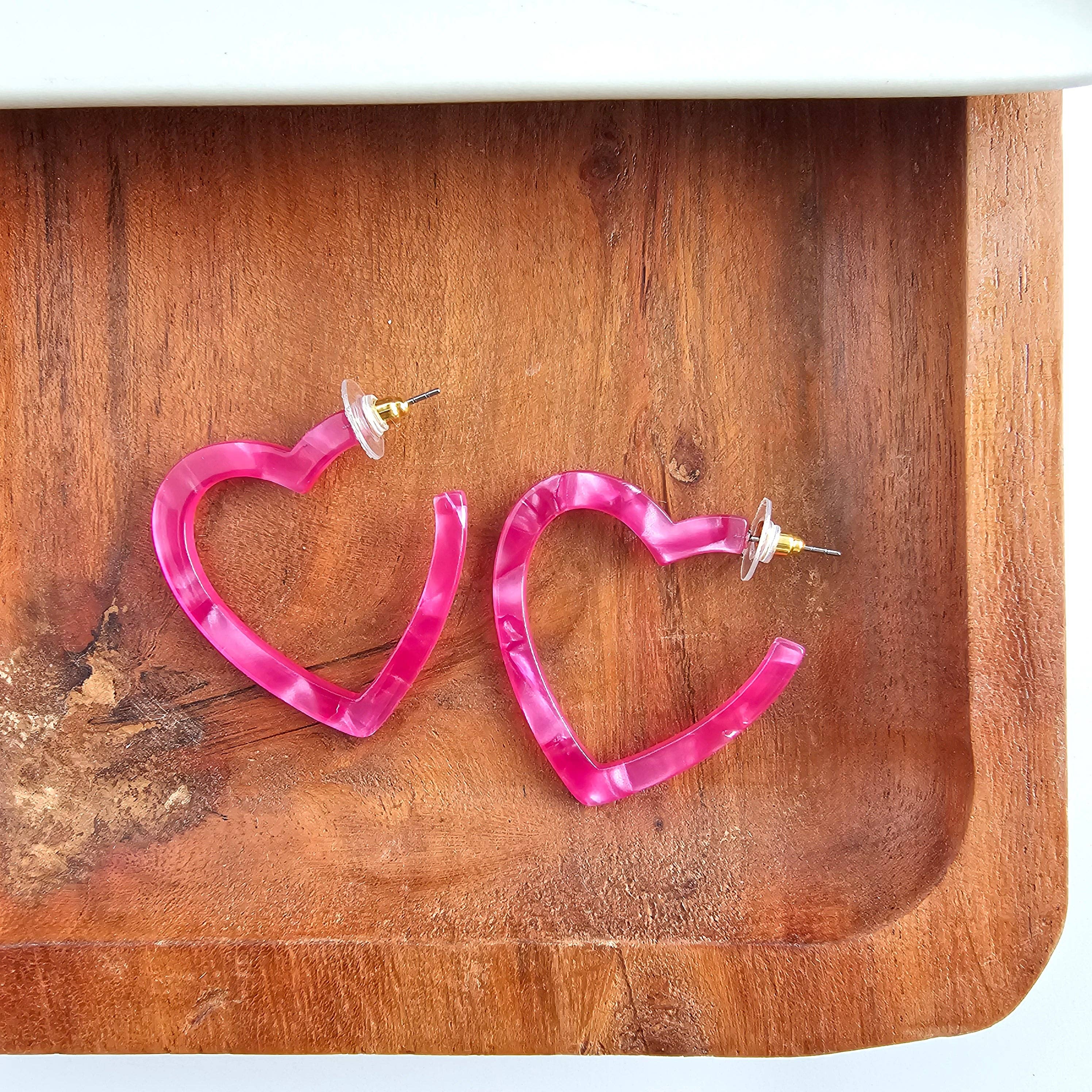 Heart Hoops - Hot Pink // Valentine&