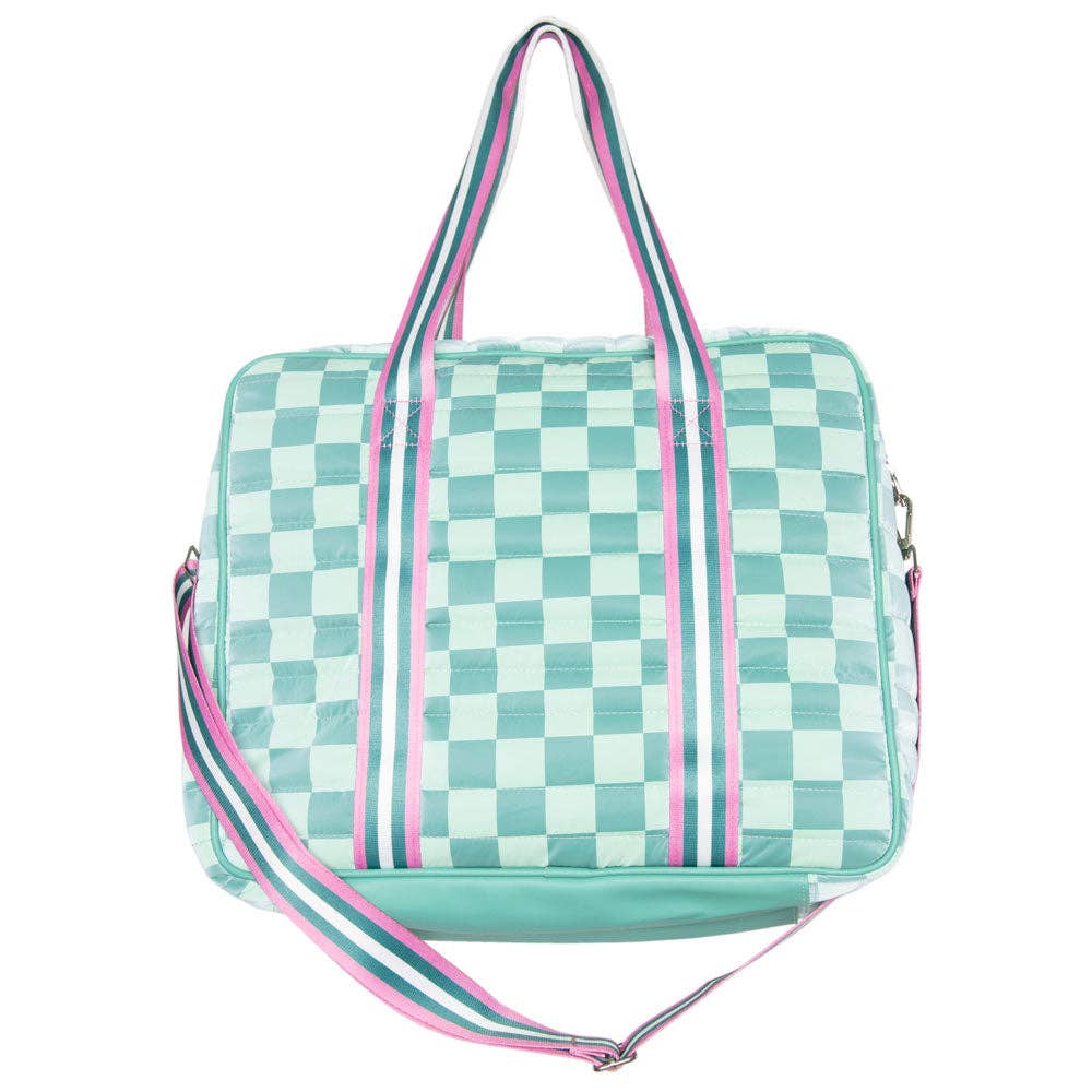 Teal Checkerprint Pickleball Duffle Bag: Teal
