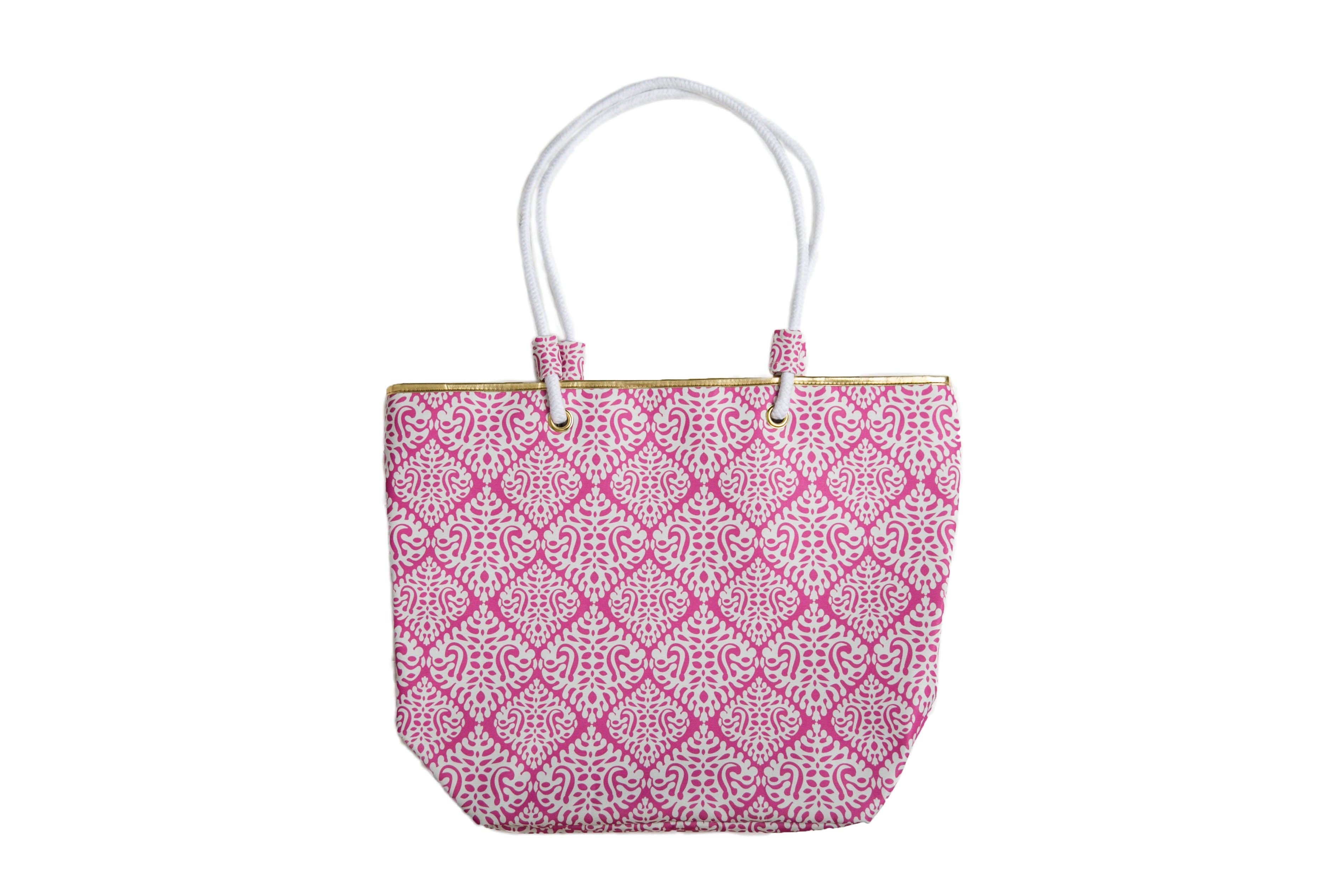 Catalina Tote Bag - Green and White Octagon by TOP IT OFF