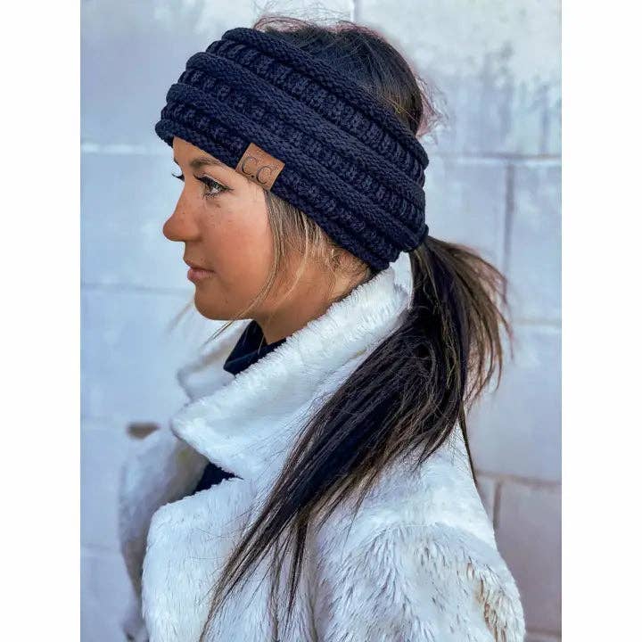 Solid Ribbed Ponytail Headband: Neon Yellow