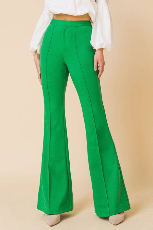 Hight-rise flare pants: GREEN by Flying Tomato