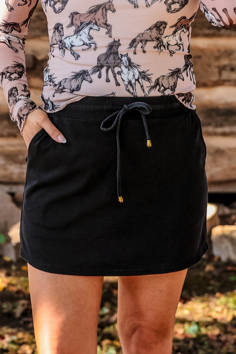 Refined Denim Stretch Skort- Black Wash by Jess Lea