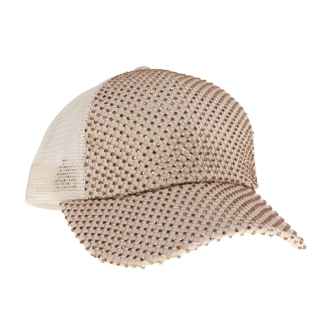 Rhinestone Adorned C.C Ball Cap BAB8040: Clear