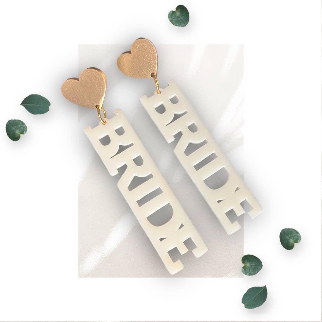 Bride Earrings, Bachelorette Earrings, Bridal Earrings: Gold